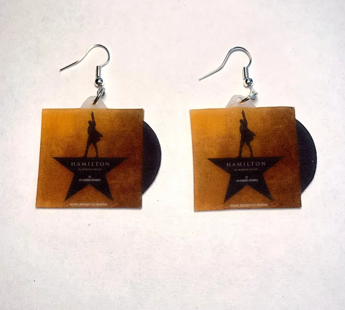 Sam Makes Things Earrings Hamilton Musical Broadway Soundtrack Vinyl Album Handmade Earrings