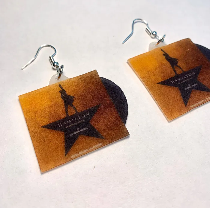 Sam Makes Things Earrings Hamilton Musical Broadway Soundtrack Vinyl Album Handmade Earrings