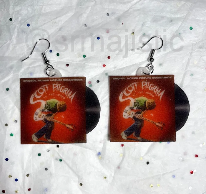 Sam Makes Things Earrings Scott Pilgrim Vs the World Movie Soundtrack Vinyl Album Handmade Earrings Sam Makes Things Earrings Scott Pilgrim Vs the World Movie Soundtrack Vinyl Album Handmade Earrings
