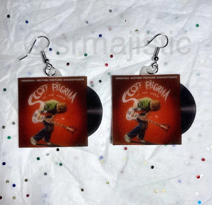 Sam Makes Things Earrings Scott Pilgrim Vs the World Movie Soundtrack Vinyl Album Handmade Earrings
