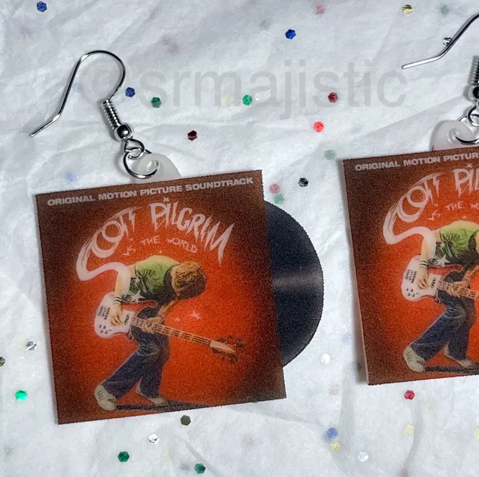 Sam Makes Things Earrings Scott Pilgrim Vs the World Movie Soundtrack Vinyl Album Handmade Earrings