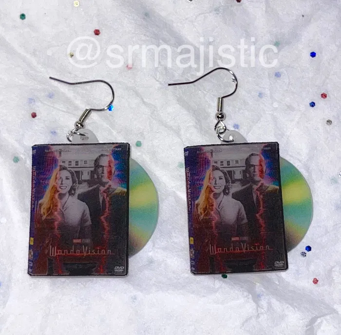 WandaVision 2021 DVD 2D detailed Handmade Earrings Sam Makes Things Earrings