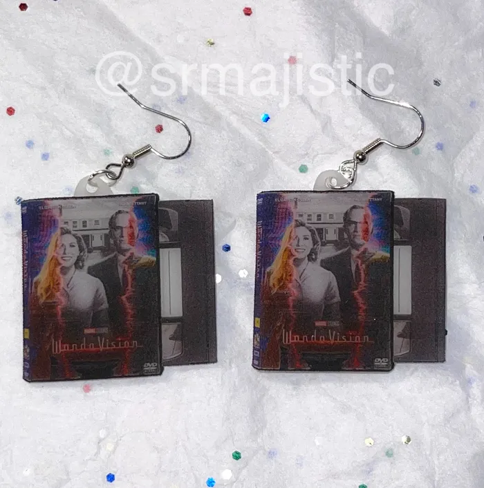 WandaVision 2021 DVD 2D detailed Handmade Earrings Sam Makes Things Earrings