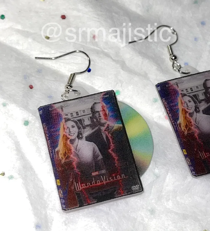 WandaVision 2021 DVD 2D detailed Handmade Earrings Sam Makes Things Earrings