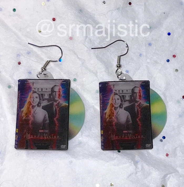 WandaVision 2021 DVD 2D detailed Handmade Earrings Sam Makes Things Earrings