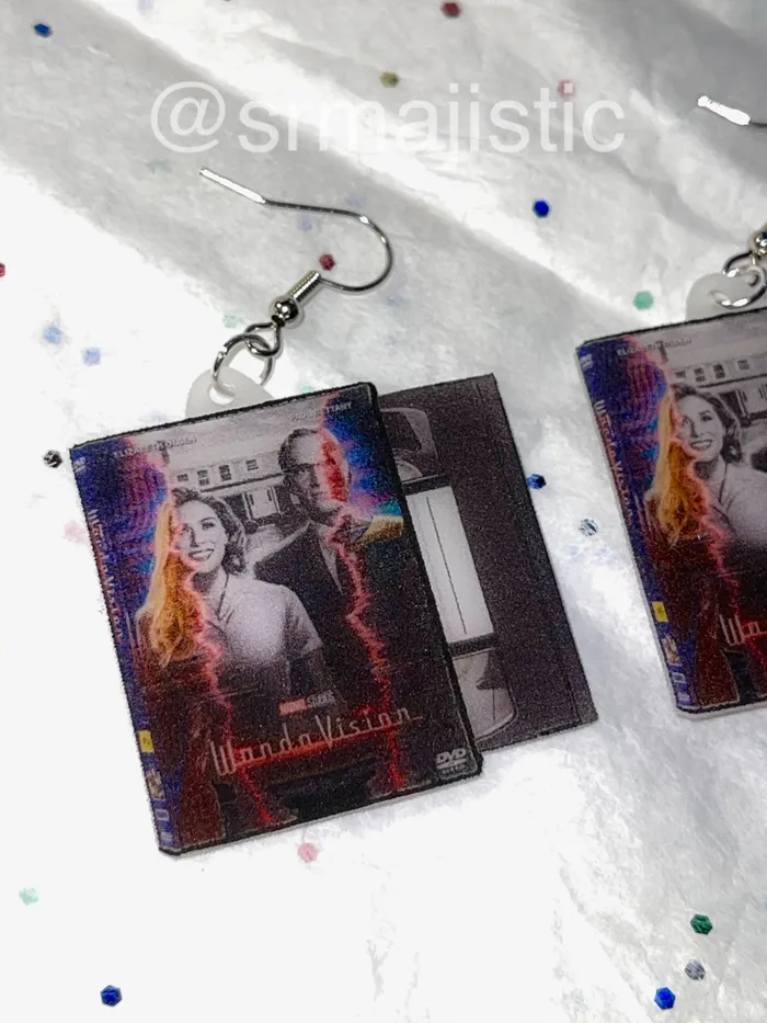 WandaVision 2021 DVD 2D detailed Handmade Earrings Sam Makes Things Earrings