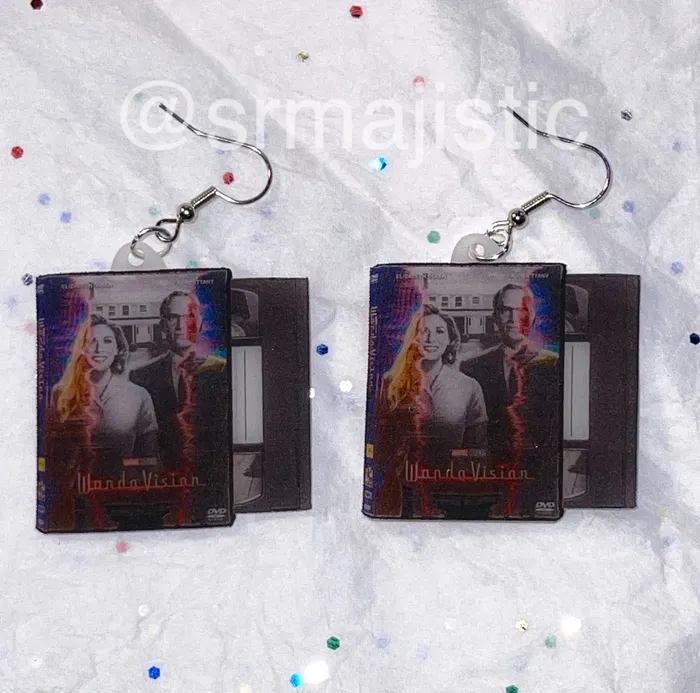 WandaVision 2021 DVD 2D detailed Handmade Earrings Sam Makes Things Earrings