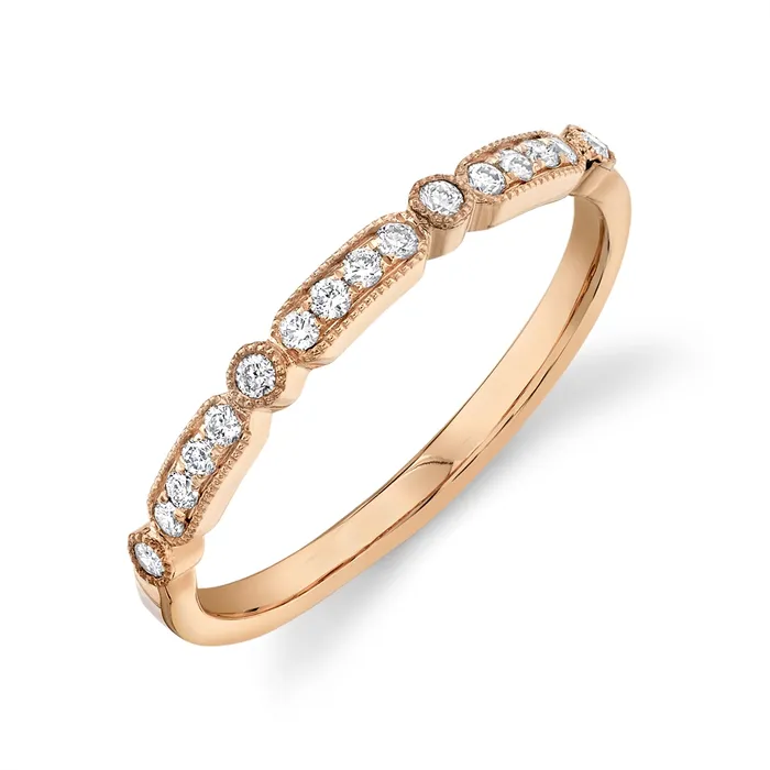 Wedding Bands Rings 14K Rose Gold Fancy Diamond Band