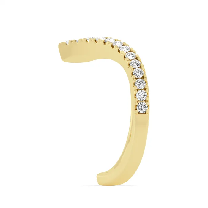 Wedding Bands Rings 14K Yellow Gold Round Diamond V Shape Wrap Band