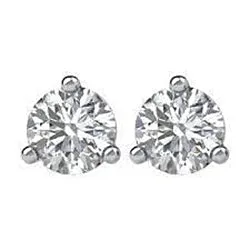 13 Ct Three Prong Set Round Natural Earth Mined Diamond Stud Earring 14K White Gold GB Earrings 13 Ct Three Prong Set Round Natural Earth Mined Diamond Stud Earring 14K White Gold GB Earrings