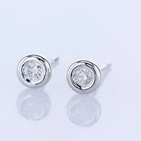 15 Carat Bezel Set Natural Earth Mined Diamond Stud Earring GB Earrings
