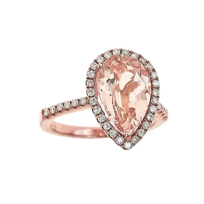 18K Gold Morganite Cocktail Ring GB Rings