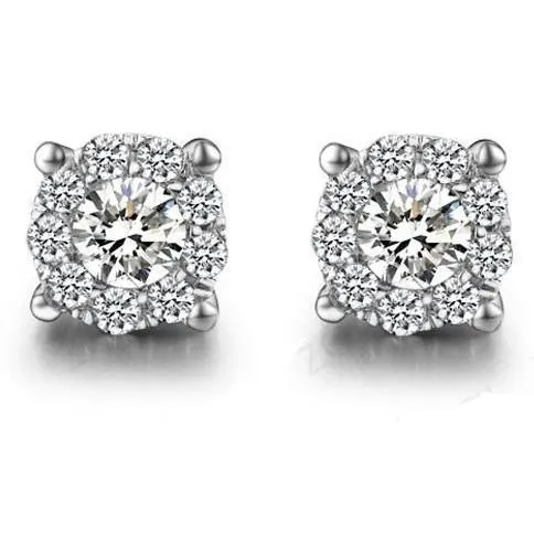 290 Ct Natural Earth Mined Diamond Women Stud Halo Earrings White Gold GB Earrings 290 Ct Natural Earth Mined Diamond Women Stud Halo Earrings White Gold GB Earrings