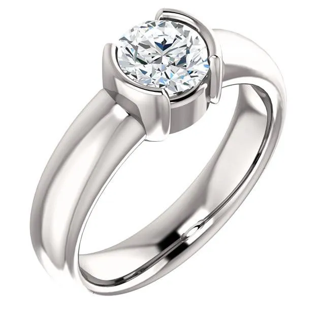 2 Carats Natural Earth Mined Diamond Half Bezel Solitaire Ring White Gold GB Rings 2 Carats Natural Earth Mined Diamond Half Bezel Solitaire Ring White Gold GB Rings