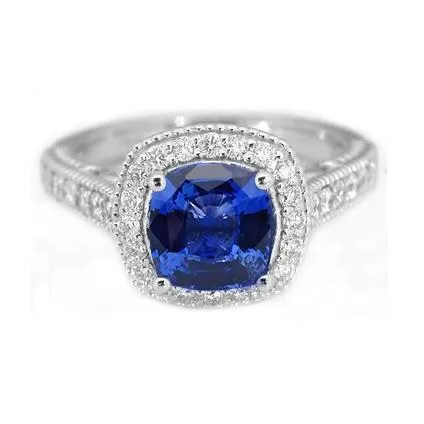 370 Ct Ceylon Blue Sapphire Natural Earth Mined Diamond Ring White Gold 14K GB Rings 370 Ct Ceylon Blue Sapphire Natural Earth Mined Diamond Ring White Gold 14K GB Rings