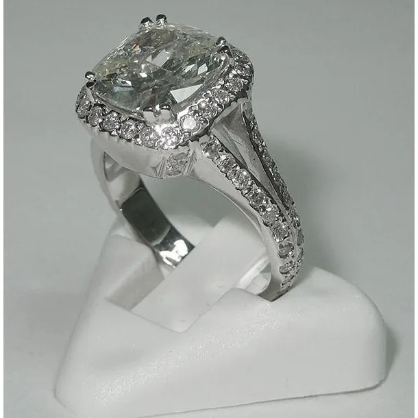 4 Carat Cushion Center Natural Earth Mined Diamond Halo Ring White Gold Jewelry GB Rings 4 Carat Cushion Center Natural Earth Mined Diamond Halo Ring White Gold Jewelry GB Rings