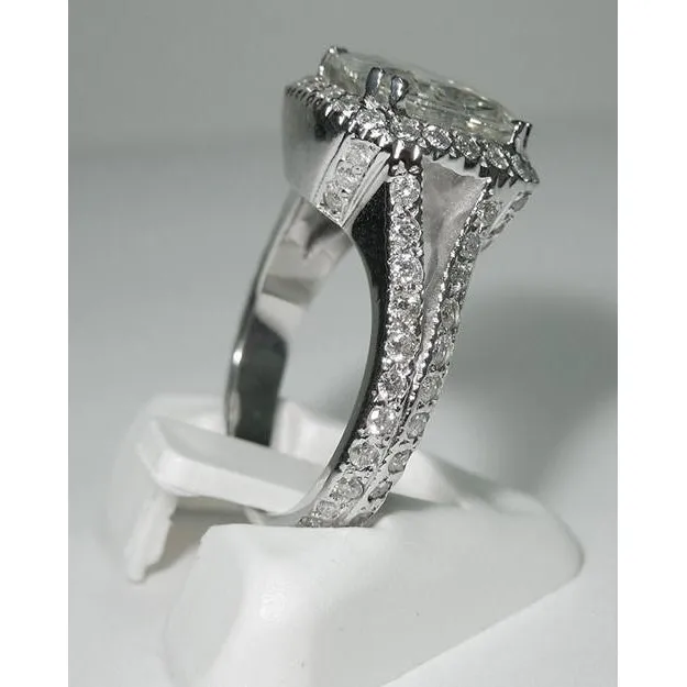 4 Carat Cushion Center Natural Earth Mined Diamond Halo Ring White Gold Jewelry GB Rings 4 Carat Cushion Center Natural Earth Mined Diamond Halo Ring White Gold Jewelry GB Rings