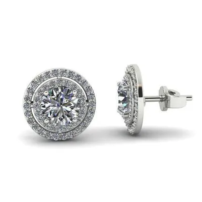 5 Carats Round Cut Double Halo Natural Earth Mined Diamond Stud Earrings White Gold 14K GB Earrings 5 Carats Round Cut Double Halo Natural Earth Mined Diamond Stud Earrings White Gold 14K GB Earrings