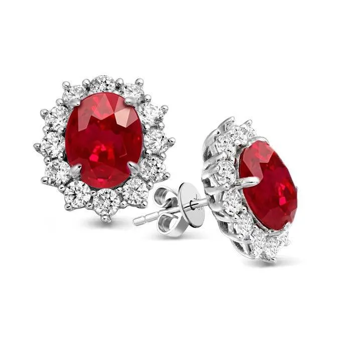 850 Ct Round Cut Ruby With Natural Earth Mined Diamonds Studs Earring White Gold 14K GB Earrings 850 Ct Round Cut Ruby With Natural Earth Mined Diamonds Studs Earring White Gold 14K GB Earrings