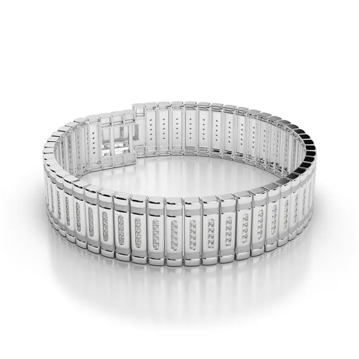Bracelets GB 10 Carats Mens Bracelet Sparkling Small Natural Earth Mined Diamonds White Gold 14K Bracelets GB 10 Carats Mens Bracelet Sparkling Small Natural Earth Mined Diamonds White Gold 14K