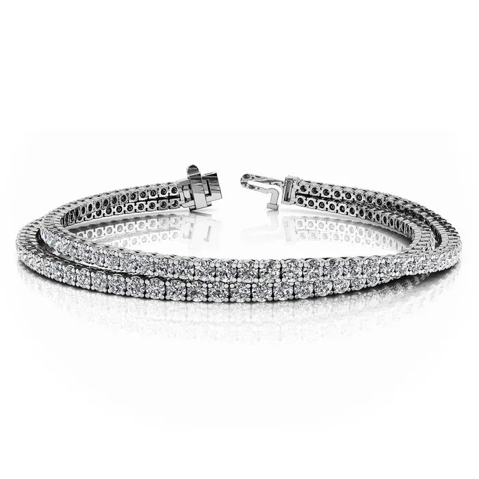 Bracelets GB Double Strand Flexible 8 Ct Round Cut Natural Earth Mined Diamonds Bracelet White Gold Bracelets GB Double Strand Flexible 8 Ct Round Cut Natural Earth Mined Diamonds Bracelet White Gold