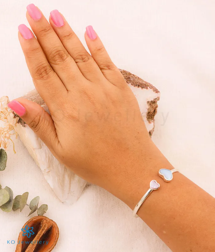 Bracelets Imported The Twin Hearts Silver Openable Bracelet