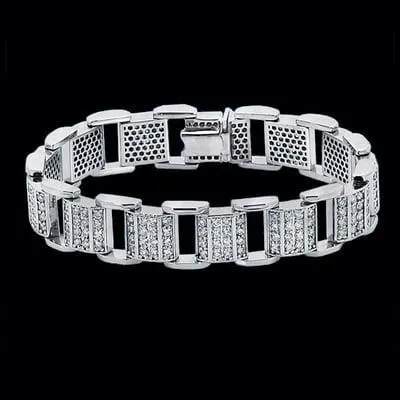 Brilliant Cut 625 Carats Round Natural Earth Mined Diamonds Mens Bracelet White Gold GB Bracelets Brilliant Cut 625 Carats Round Natural Earth Mined Diamonds Mens Bracelet White Gold GB Bracelets