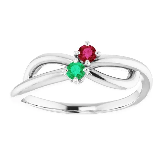 Burma Ruby 030 Carats Green Emerald Infinity Twist Gemstone Ring GB Rings Burma Ruby 030 Carats Green Emerald Infinity Twist Gemstone Ring GB Rings