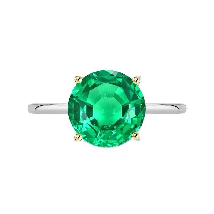 Casual Round Gemstone Ring Solitaire Green Emerald HarryChadEntcom Rings