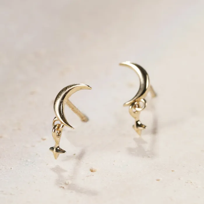Celestial Stud Earrings 9K Gold Hey Happiness Earrings
