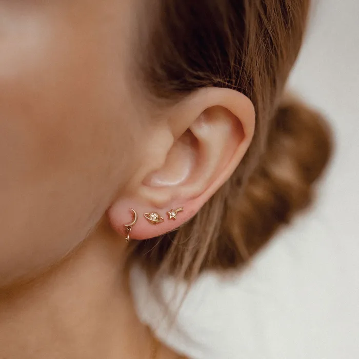Celestial Stud Earrings 9K Gold Hey Happiness Earrings