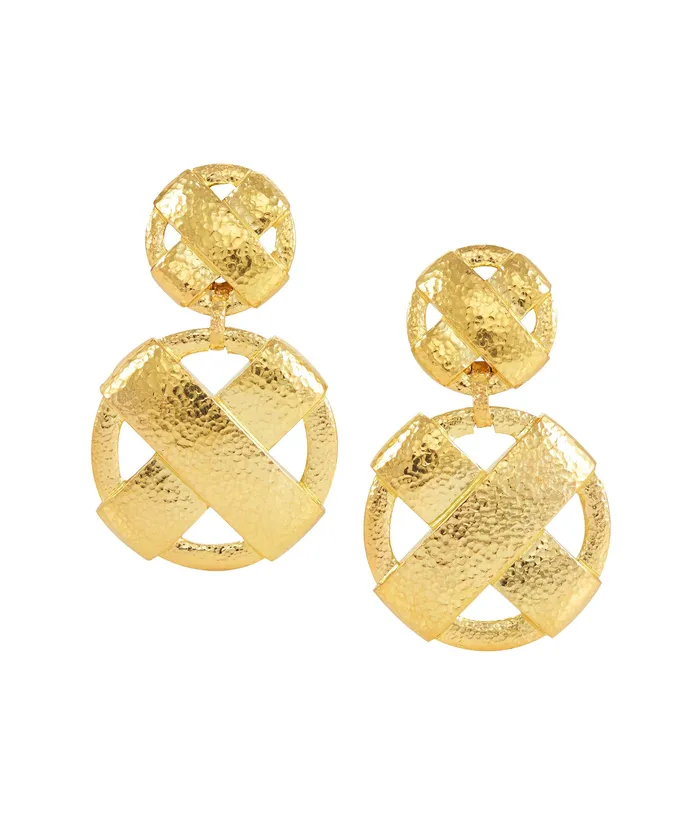 David Webb Workshop Earrings XO Earrings Hammered 18K Gold
