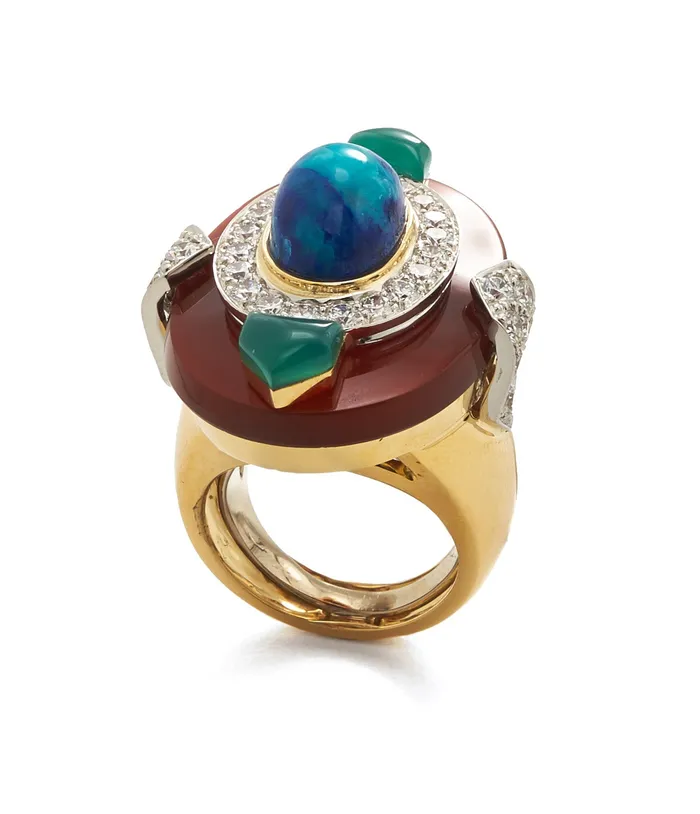 David Webb Workshop Rings Streamline Ring Azurmalachite Carnelian Chrysoprase David Webb Workshop Rings Streamline Ring Azurmalachite Carnelian Chrysoprase