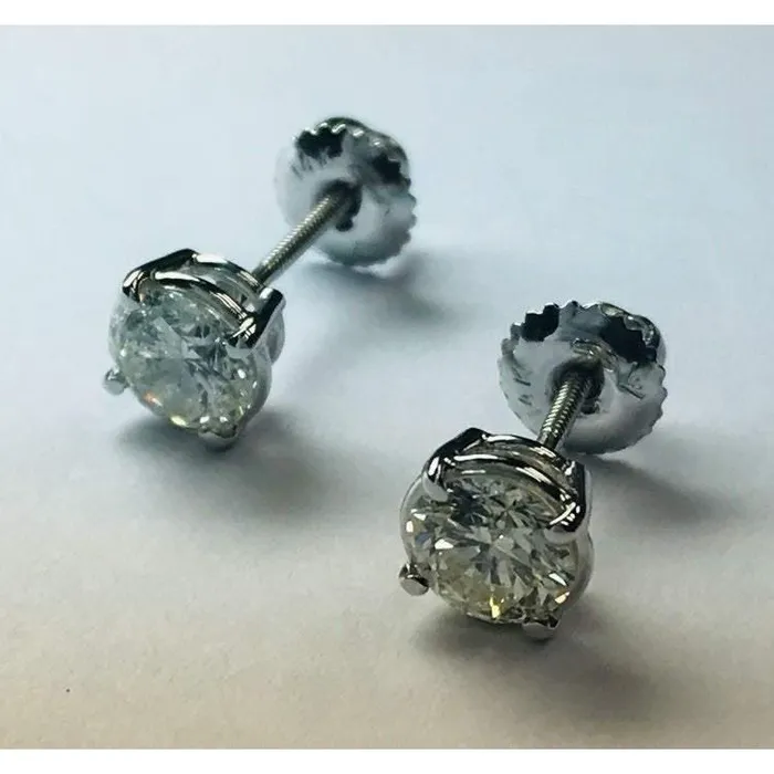 Earrings 180 Carats Round Natural Earth Mined Diamond Studs GB Earrings