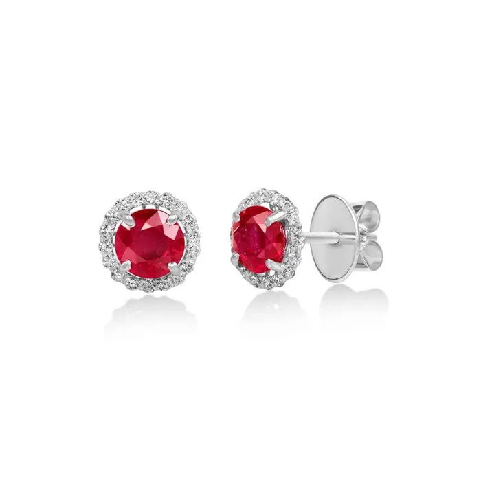 Earrings Brilliant Cut 436 Ct Ruby And Natural Earth Mined Diamonds Studs Earrings White Gold 14K GB Earrings Brilliant Cut 436 Ct Ruby And Natural Earth Mined Diamonds Studs Earrings White Gold 14K GB