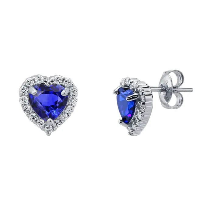 Earrings Ceylon Blue Sapphire And Natural Earth Mined Diamonds 460 Ct Heart Shape Studs Earring GB Earrings Ceylon Blue Sapphire And Natural Earth Mined Diamonds 460 Ct Heart Shape Studs Earring GB