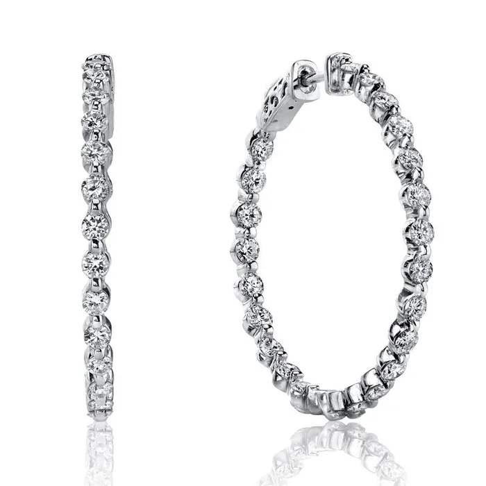 Earrings GB 460 Ct Round Brilliant Cut Natural Earth Mined Diamonds Ladies Hoop Earrings White Gold Earrings GB 460 Ct Round Brilliant Cut Natural Earth Mined Diamonds Ladies Hoop Earrings White Gold