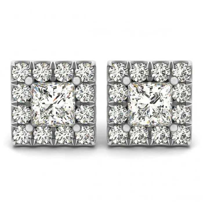 Earrings GB 540 Carats Princess Round Natural Earth Mined Diamond Stud Earrings White Gold 14K Earrings GB 540 Carats Princess Round Natural Earth Mined Diamond Stud Earrings White Gold 14K