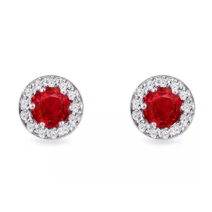 Earrings GB 550 Ct Round Red Ruby And Natural Earth Mined Diamonds Studs Earrings White Gold 14K Earrings GB 550 Ct Round Red Ruby And Natural Earth Mined Diamonds Studs Earrings White Gold 14K
