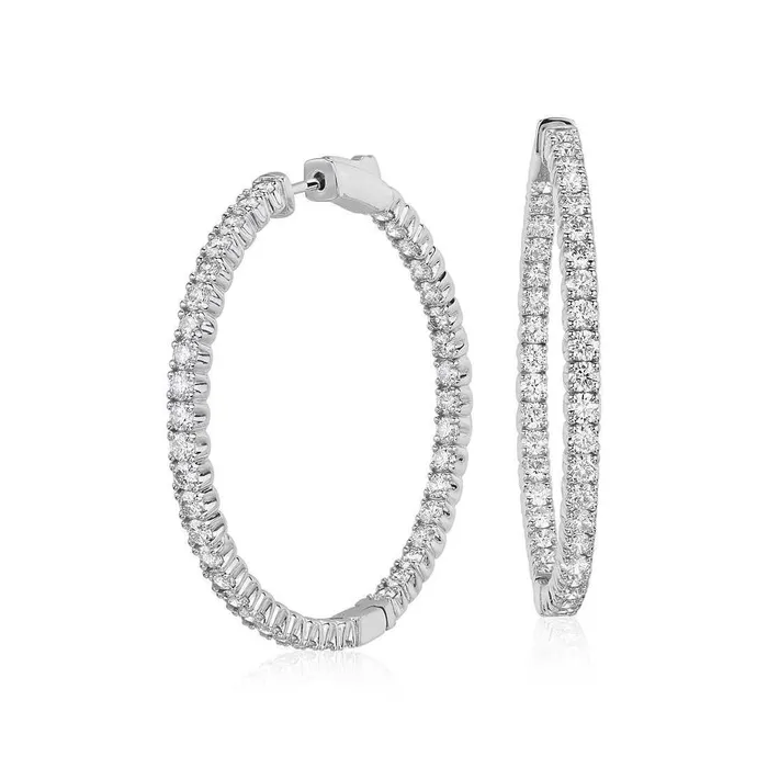 Earrings GB 5 Carats Brilliant Cut Natural Earth Mined Diamonds Women Hoop Earrings Gold White Earrings GB 5 Carats Brilliant Cut Natural Earth Mined Diamonds Women Hoop Earrings Gold White