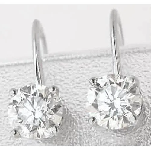 Earrings GB Beautiful Round Natural Earth Mined Diamond Lever Back Earring White Gold 14K 15 Carats