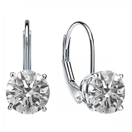 Earrings GB Beautiful Round Natural Earth Mined Diamond Lever Back Earring White Gold 14K 15 Carats Earrings GB Beautiful Round Natural Earth Mined Diamond Lever Back Earring White Gold 14K 15 Carats