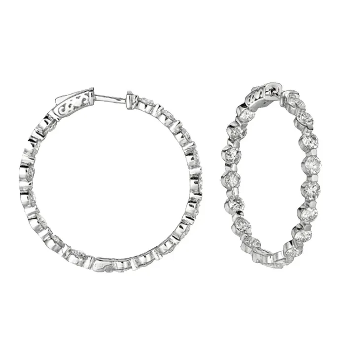 Earrings GB Cute 6ct Natural Earth Mined Diamond Hoop Earrings