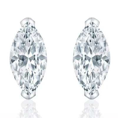 Earrings GB Marquise Cut Sparkling 4 Carats Natural Earth Mined Diamonds Stud Earring White Gold 14K Earrings GB Marquise Cut Sparkling 4 Carats Natural Earth Mined Diamonds Stud Earring White Gold 14K