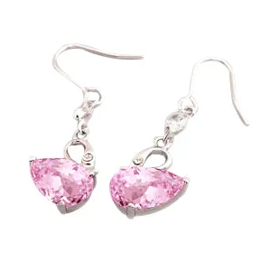 Earrings GB Pink Kunzite Natural Earth Mined Diamond 1650 Carats Dangle Earrings White Gold 14K Earrings GB Pink Kunzite Natural Earth Mined Diamond 1650 Carats Dangle Earrings White Gold 14K
