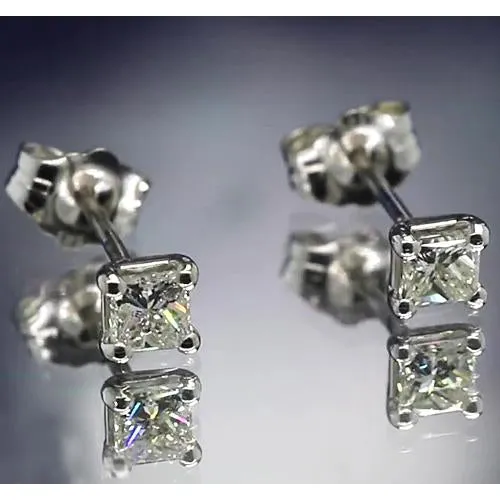 Earrings GB Princess Natural Earth Mined Diamond Stud 120 Carats Earring Four Prong Set White Gold Earrings GB Princess Natural Earth Mined Diamond Stud 120 Carats Earring Four Prong Set White Gold