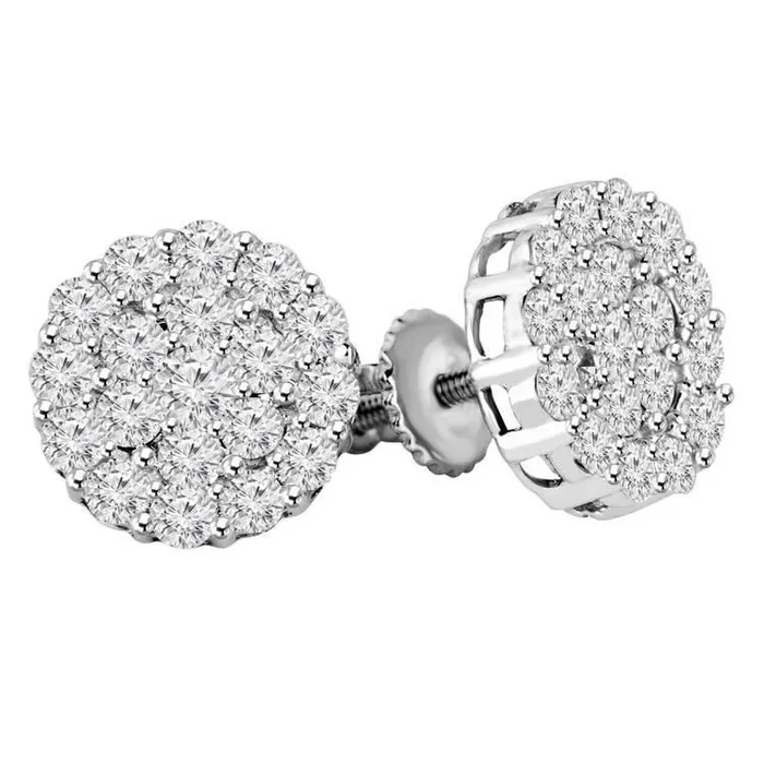Earrings GB Round 4 Carats Natural Earth Mined Diamond Women Stud Earring White Gold 14K Earrings GB Round 4 Carats Natural Earth Mined Diamond Women Stud Earring White Gold 14K