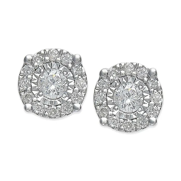 Earrings GB Women Halo Stud Earrings 270 Ct Round Natural Earth Mined Diamond Cut Mounting Earrings GB Women Halo Stud Earrings 270 Ct Round Natural Earth Mined Diamond Cut Mounting