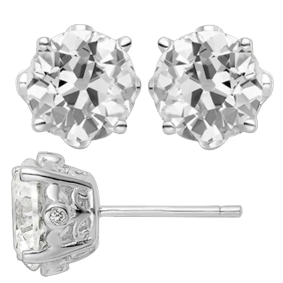 Earrings HarryChadEntcom 650 Ct Round Old Miner Genuine Diamond Stud Earrings White Gold 14K Earrings HarryChadEntcom 650 Ct Round Old Miner Genuine Diamond Stud Earrings White Gold 14K