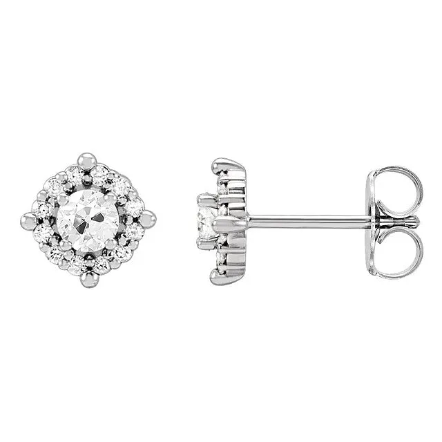 Earrings HarryChadEntcom Flower Style Halo Studs 4 Ct Old Mine Cut Natural Diamond Earrings Earrings HarryChadEntcom Flower Style Halo Studs 4 Ct Old Mine Cut Natural Diamond Earrings